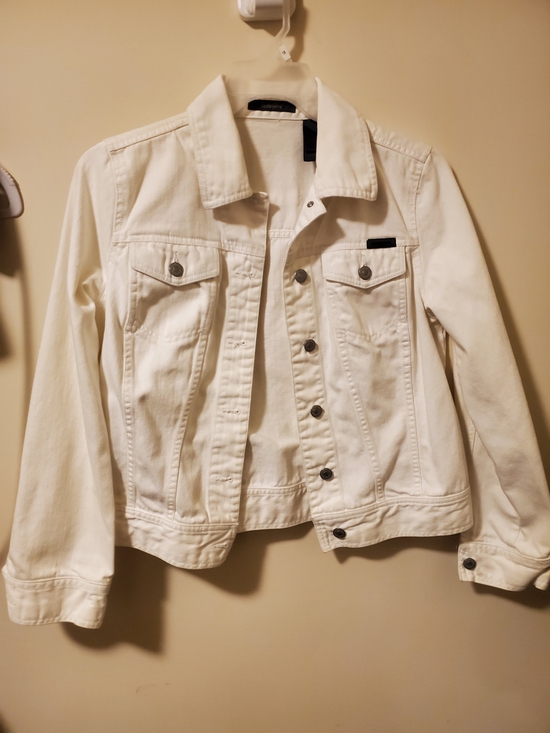 Liz Claiborne Jackets & Blazers - Liz Claiborne White Denim Jacket with Button-Front